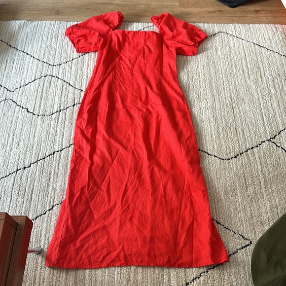 Na-kd ruched slit linen red dress EU size 40 (10) - Picture 7 of 8